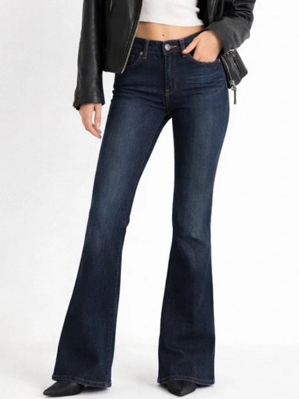 J Brand Love Story Flare Bell Bottom Jeans Trouble Dark Wash